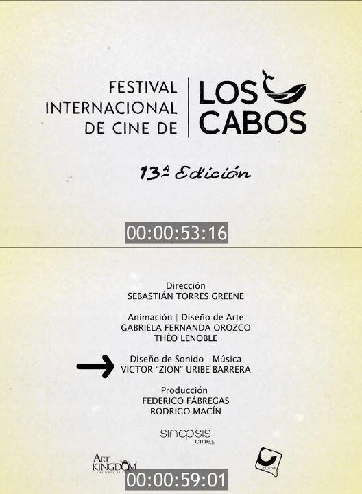 Music composition, sound design, audio mixing (stereo, 5.1) for the animation of the Los Cabos International Film Festival (2025)